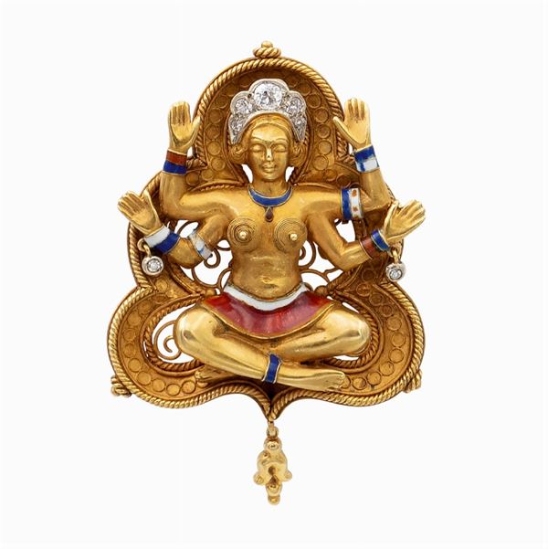 Pendant brooch depicting Kali' Goddess