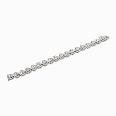 Bracciale Cuori in Oro Bianco 18kt e Diamanti