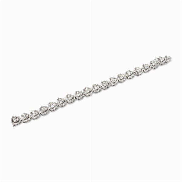 18kt white gold and diamond heart bracelet