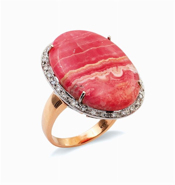 14kt rose gold and rodocrsite ring