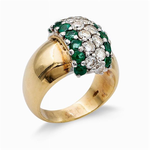 Anello in oro bianco e giallo 18kt