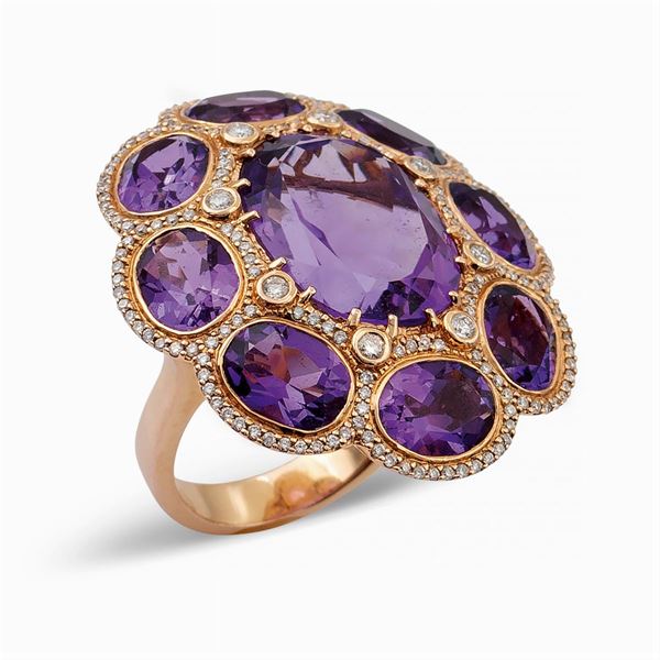 18kt rose gold and amethyst ring