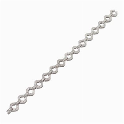Bracciale a Motivo Geometrico in Oro Bianco 18kt e Diamanti