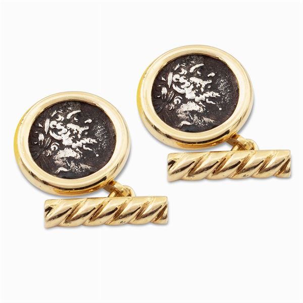 Gemelli di forma circolare in oro giallo 18kt