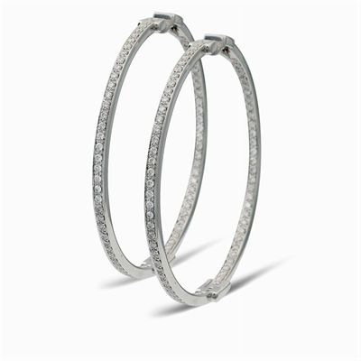 Orecchini Cerchi in Oro Bianco 18kt e Diamanti