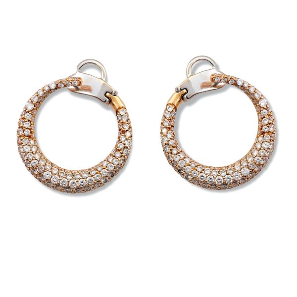 18kt rose gold and diamond pavé creole earrings