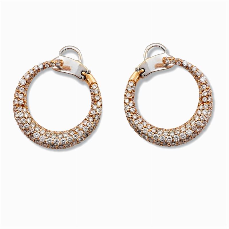 Orecchini Creole in Oro Rosa 18kt e Pavé di Diamanti