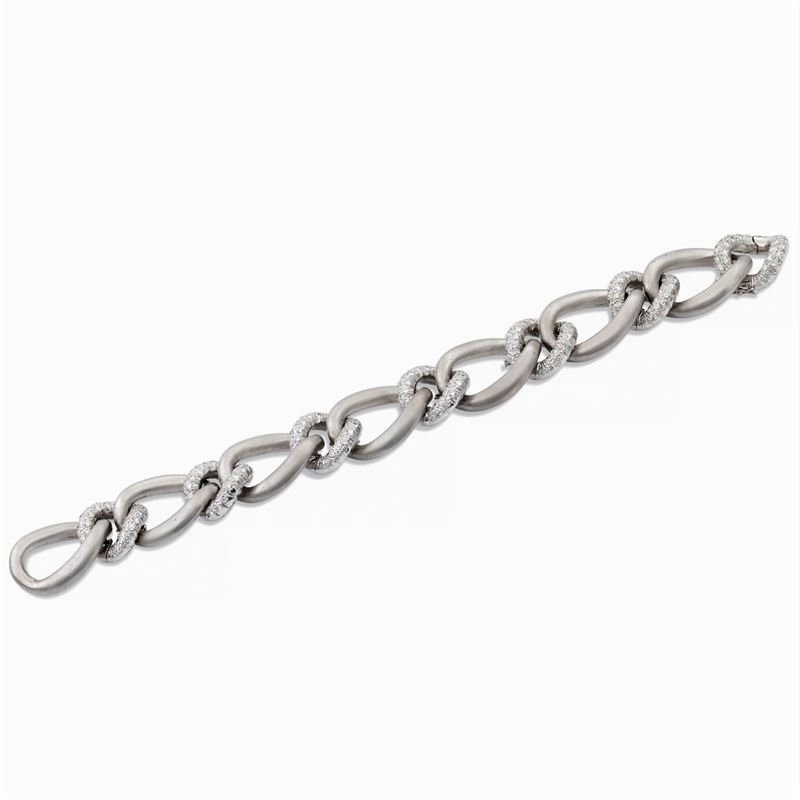 Bracciale in Oro Bianco Satinato 18kt e Diamanti