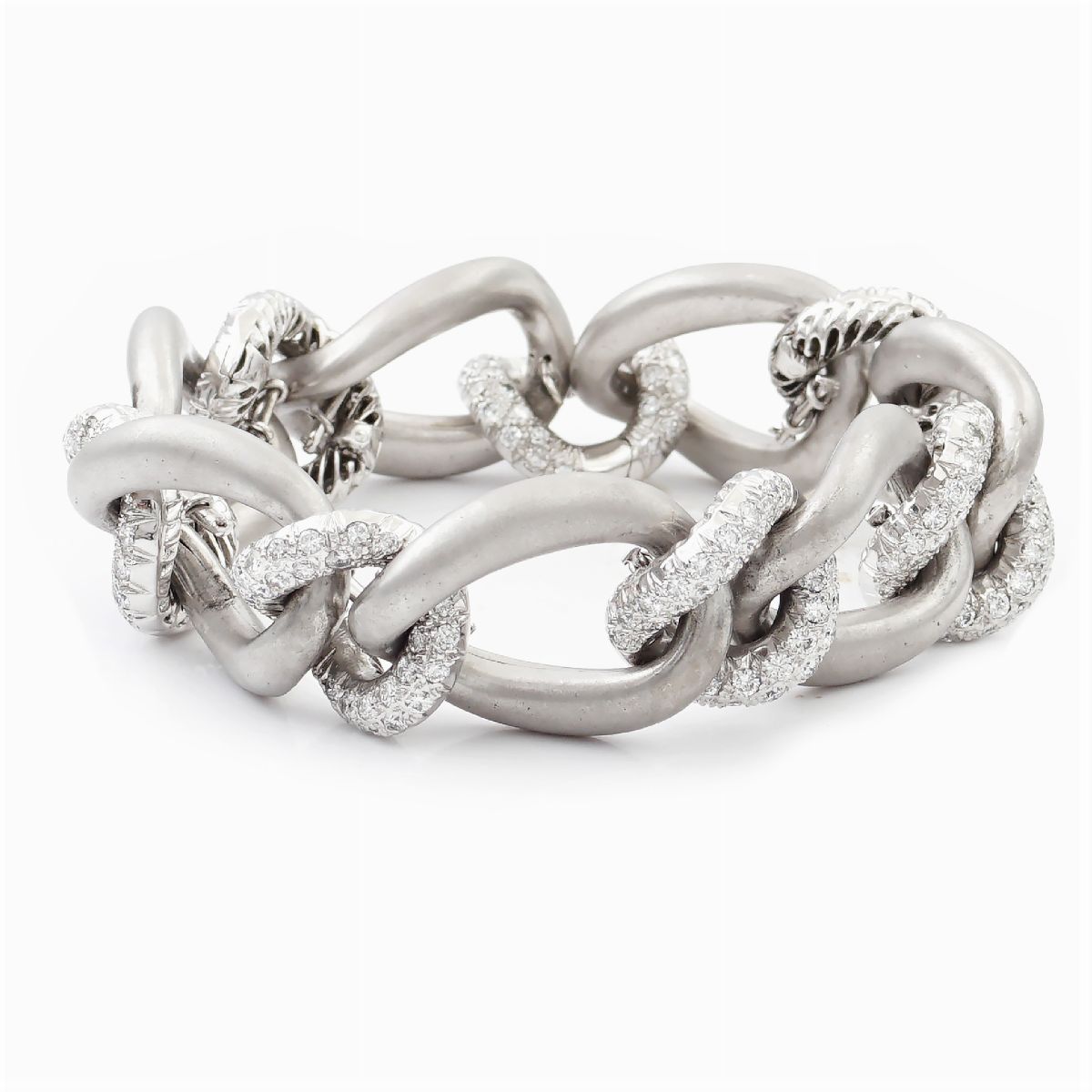 Bracciale in Oro Bianco Satinato 18kt e Diamanti