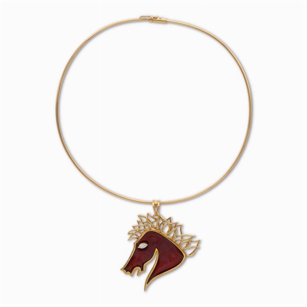 Aligi Sassu, "Destriero" pendant brooch