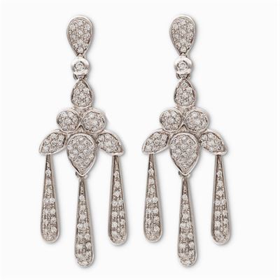 Orecchini Pendenti in Oro Bianco 18kt e Diamanti