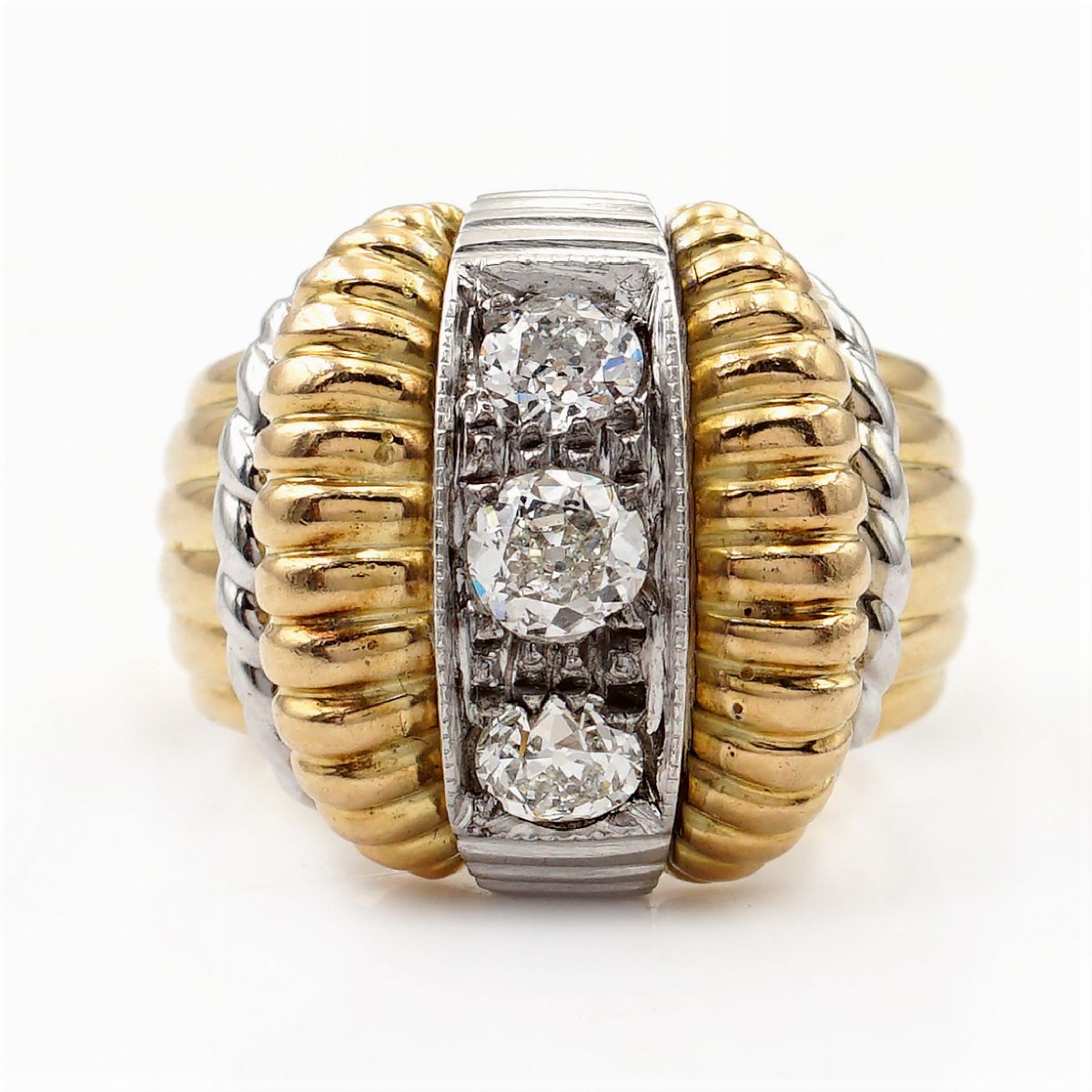 Anello a Ponte in Oro Giallo e Bianco 18kt