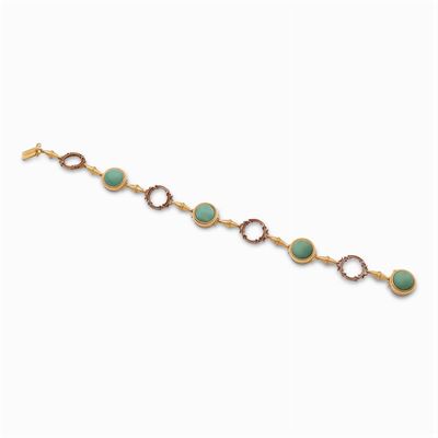 Bracciale in Oro Giallo 18kt e Crisoprasio Verde