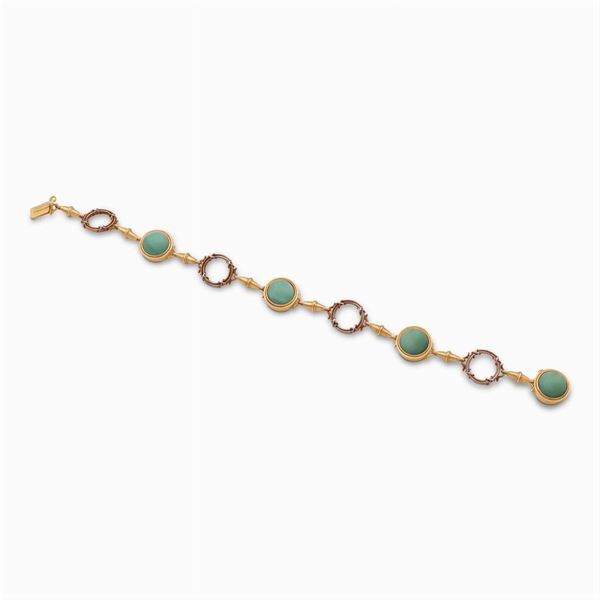 18kt gold and green chrysoprase bracelet
