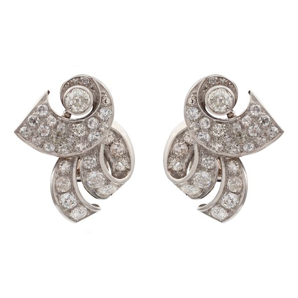 18kt white gold and diamond earrings  (1940/50s)  - Auction FINE JEWELS AND WATCHES - Colasanti Casa d'Aste