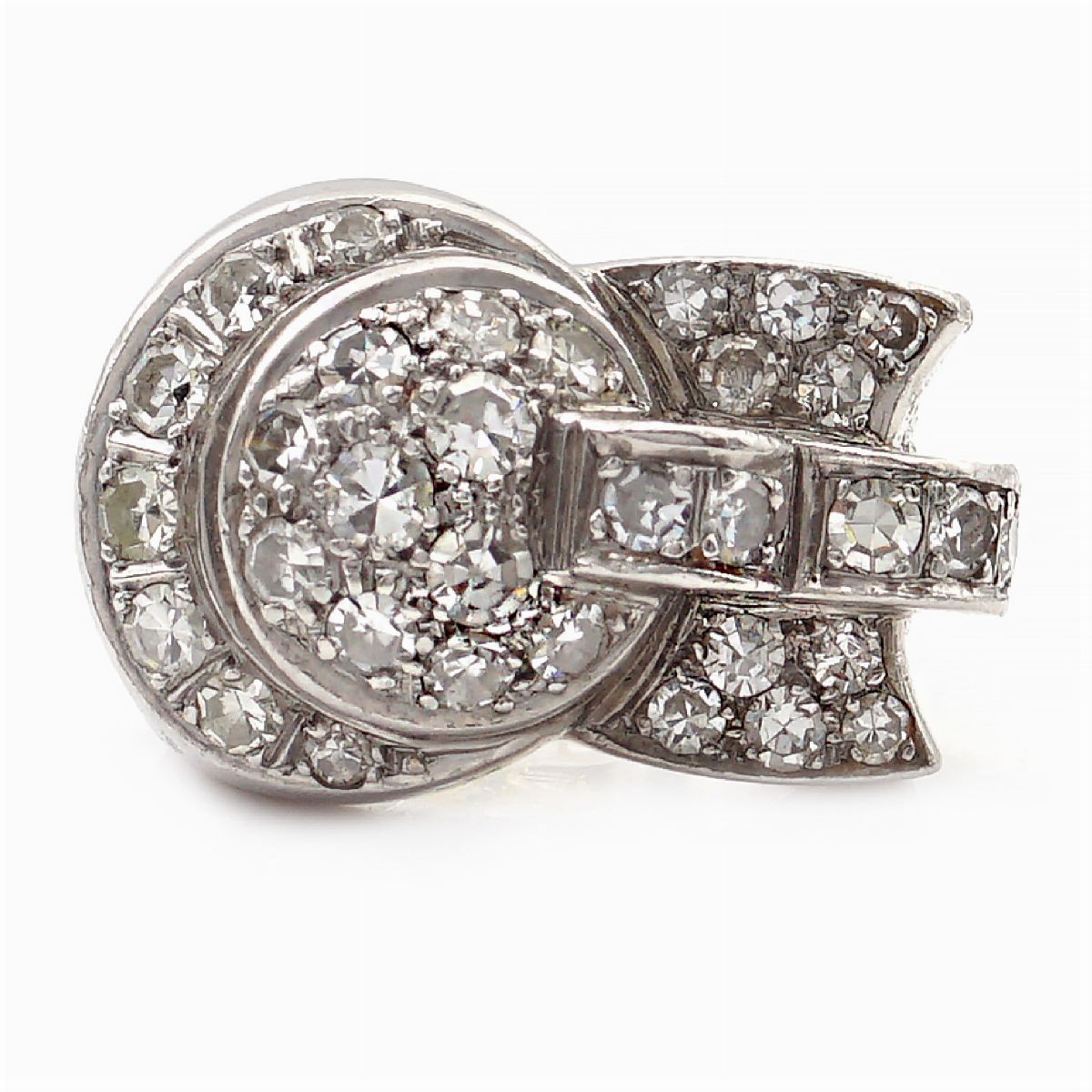 Anello a Ponte in Platino e Diamanti