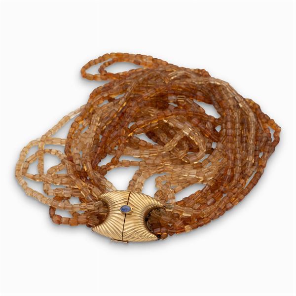 Collana a torchon di quarzi citrini