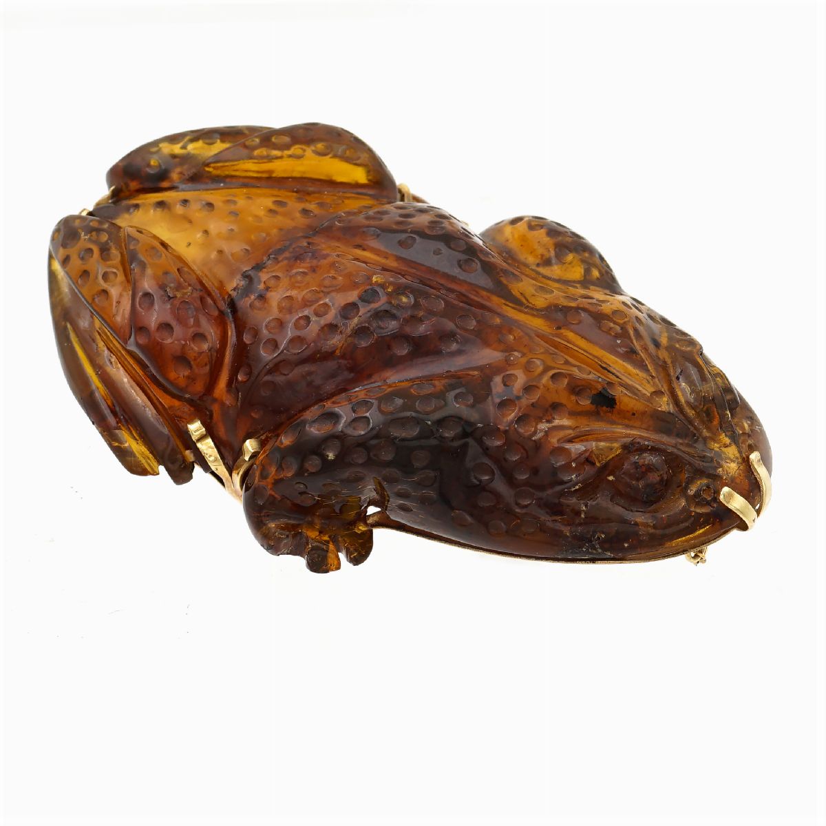 Spilla Rana in Ambra Naturale