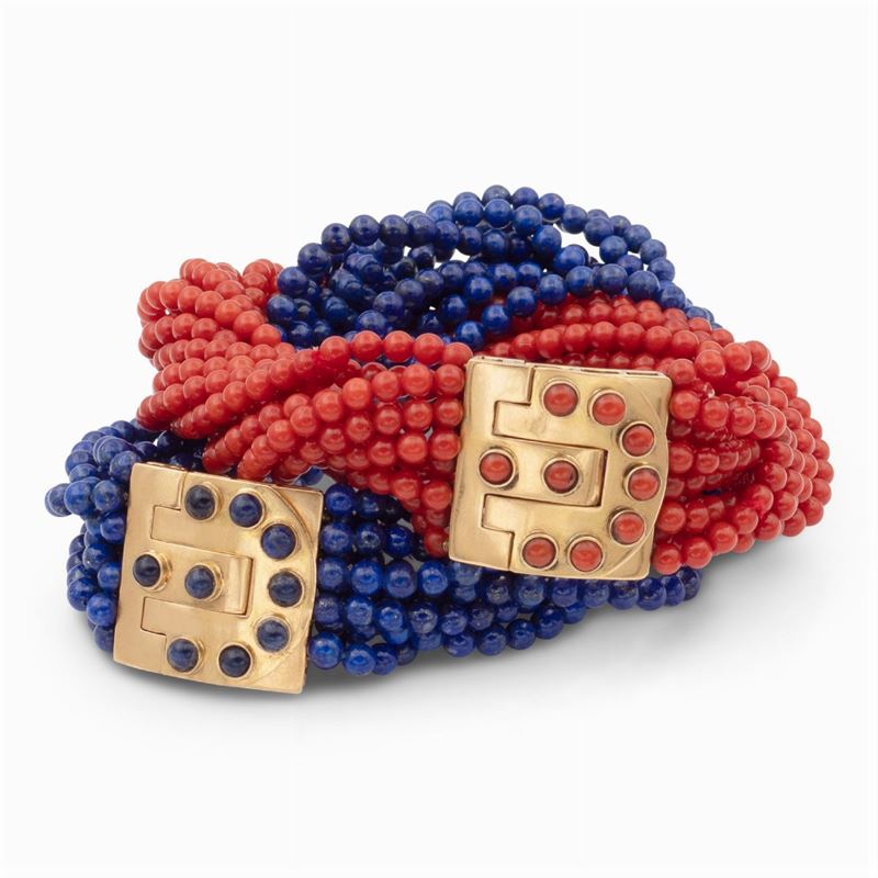 Tiffany & Co. Due Bracciali in Lapislazzulo e Corallo