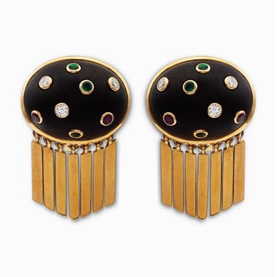 Orecchini in Oro Giallo 18kt e Legno