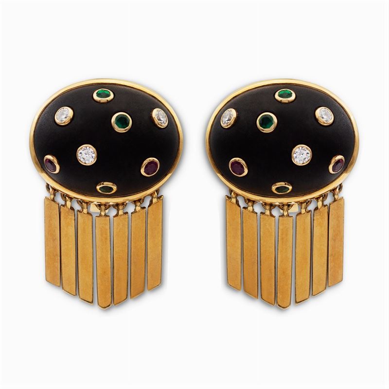 Orecchini in Oro Giallo 18kt e Legno