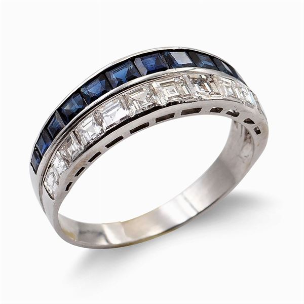 18kt white gold double riviere ring