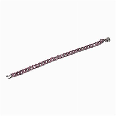 Bracciale in Oro Nero18kt a Maglia Groumette con Rubini