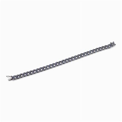 Bracciale in Oro Nero18kt a Maglia Groumette con Zaffiri