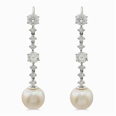 Orecchini Pendenti in Oro Bianco 18kt e Diamanti