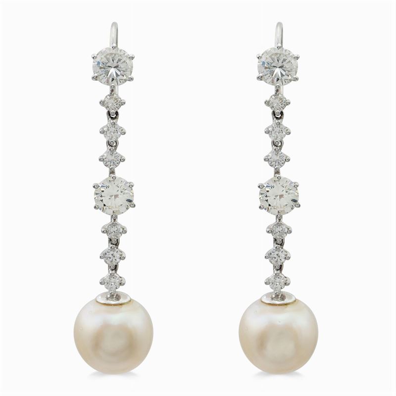 Orecchini Pendenti in Oro Bianco 18kt e Diamanti