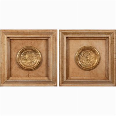 Coppia di Placche in Bronzo Dorato