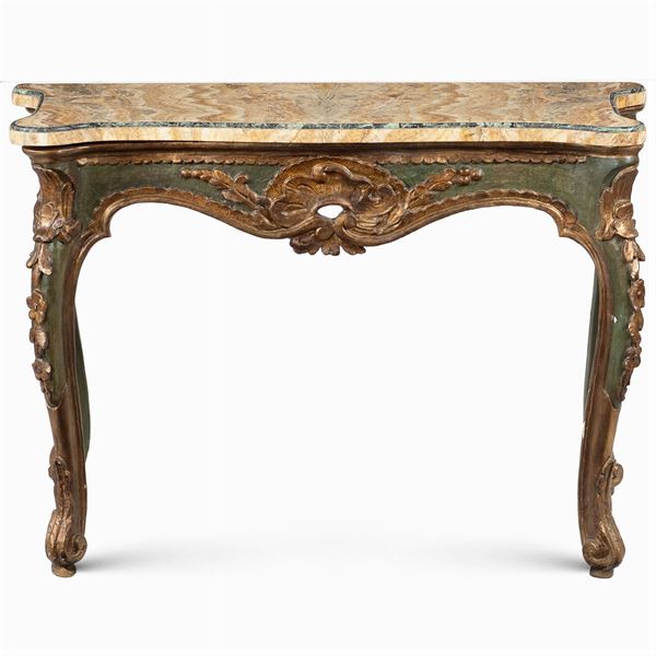 Lacquered and gilded wood wall console