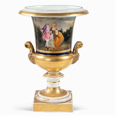 Vaso in Porcellana Policroma e Dorata