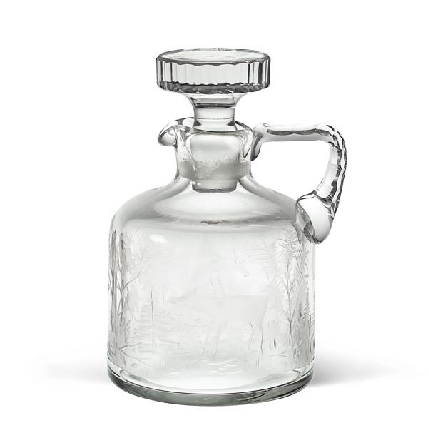 Bottiglia da liquore in cristallo inciso  (Boemia, XX Sec.)  - Asta ARGENTI E L'ARTE DELLA TAVOLA - Colasanti Casa d'Aste