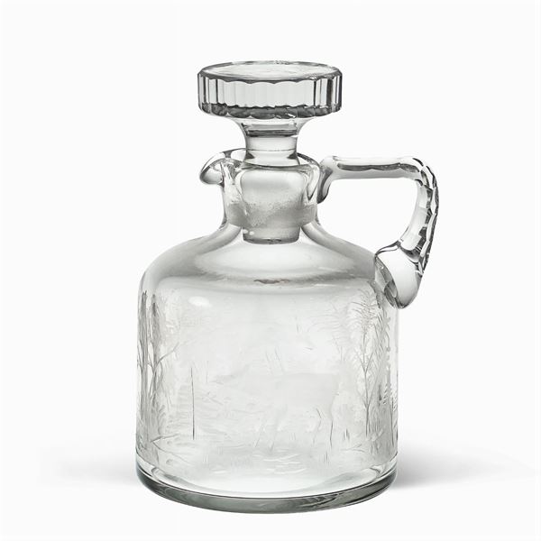 Bottiglia da liquore in cristallo inciso