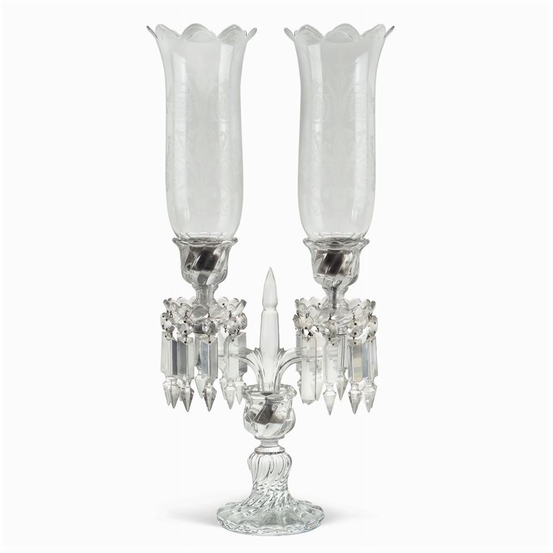 Baccarat, Candelabro a Due Luci in Cristallo