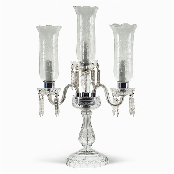 Three lights crystal candelabra  (Bohemia, 20th century)  - Auction FINE SILVER AND THE ART OF THE TABLE - Colasanti Casa d'Aste