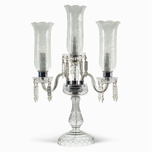 Candelabro a tre luci in cristallo