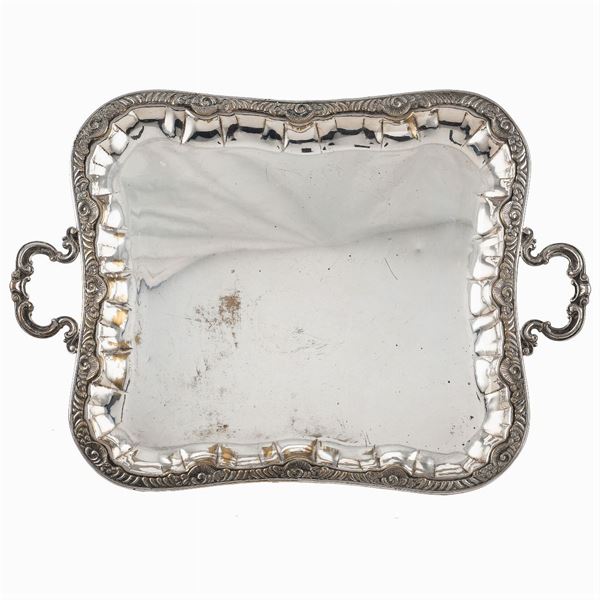Two handled silver plated metal tray  (20th century)  - Auction FINE SILVER AND THE ART OF THE TABLE - Colasanti Casa d'Aste