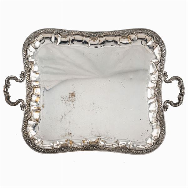 Two handled silver plated metal tray