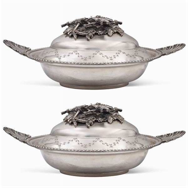 Pair of silver vegetable dishes  (Italy, 20th century)  - Auction FINE SILVER AND THE ART OF THE TABLE - Colasanti Casa d'Aste