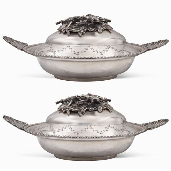 Coppia di legumiere in argento