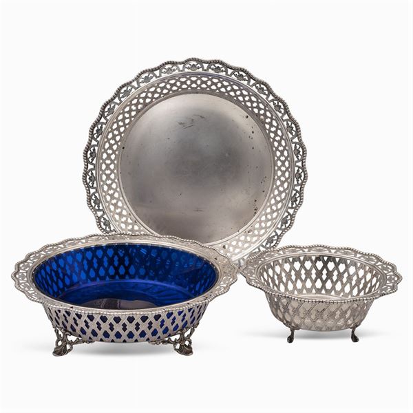 Silver basket set (3)  (Italy, 20th century)  - Auction FINE SILVER AND THE ART OF THE TABLE - Colasanti Casa d'Aste