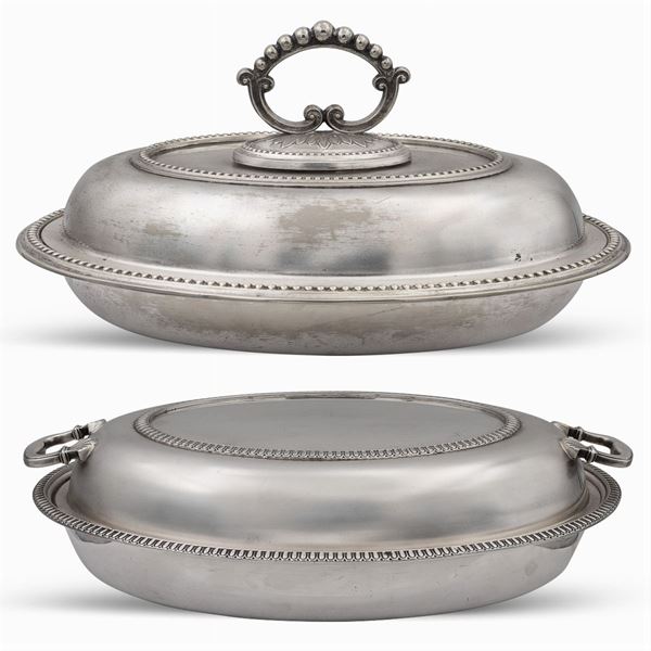 Two silver plated metal vegetable dishes