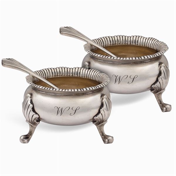 Pair of silver salt cellars