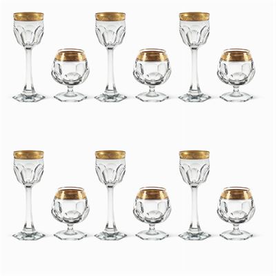 Set di Bicchieri da Liquore in Cristallo Profilato in Oro (12)