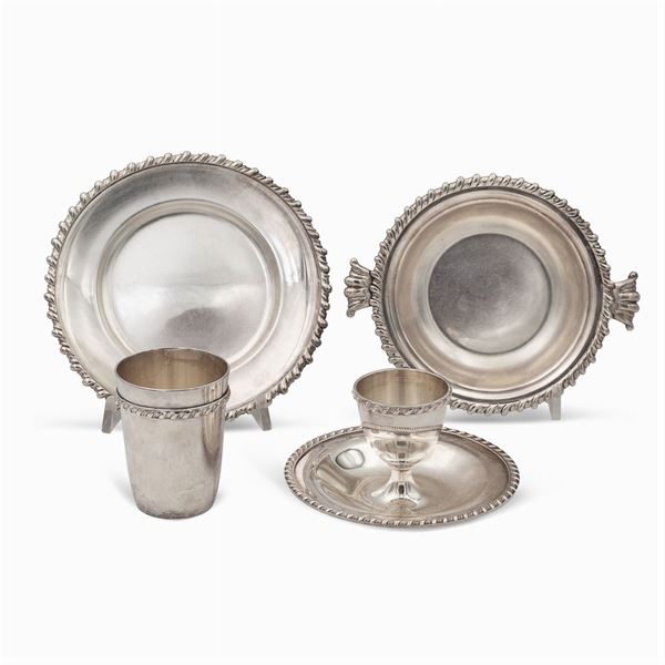 Silver plated metal breakfast service (4)