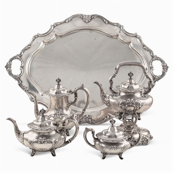 Silver tea and coffee service (5)  (USA, 20th century)  - Auction FINE SILVER AND THE ART OF THE TABLE - Colasanti Casa d'Aste