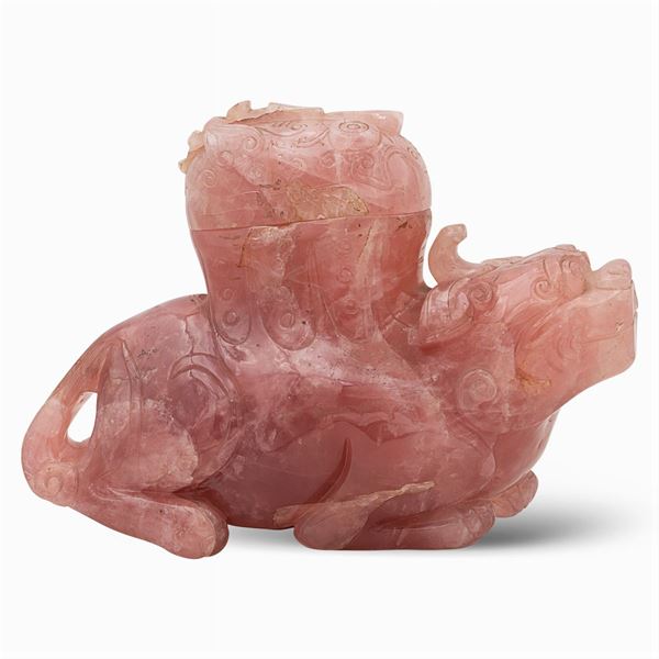 Pink quartz sculpture  (China, 20th century)  - Auction OLD MASTER PAINTINGS AND FURNITURE FROM VILLA SAMINIATI AND PRIVATE COLLECTIONS - Colasanti Casa d'Aste
