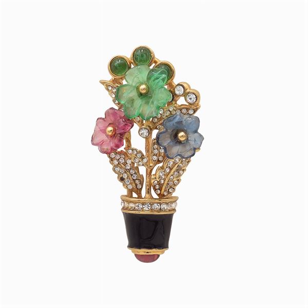Cascio, spilla bijou vintage a motivo floreale